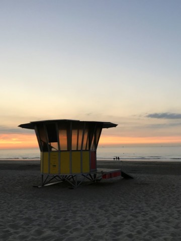 The beach at sunset in Blankenberge