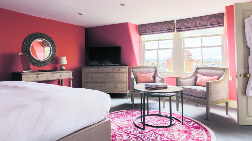 One of the bedrooms at Queensberry Hotel in Bath